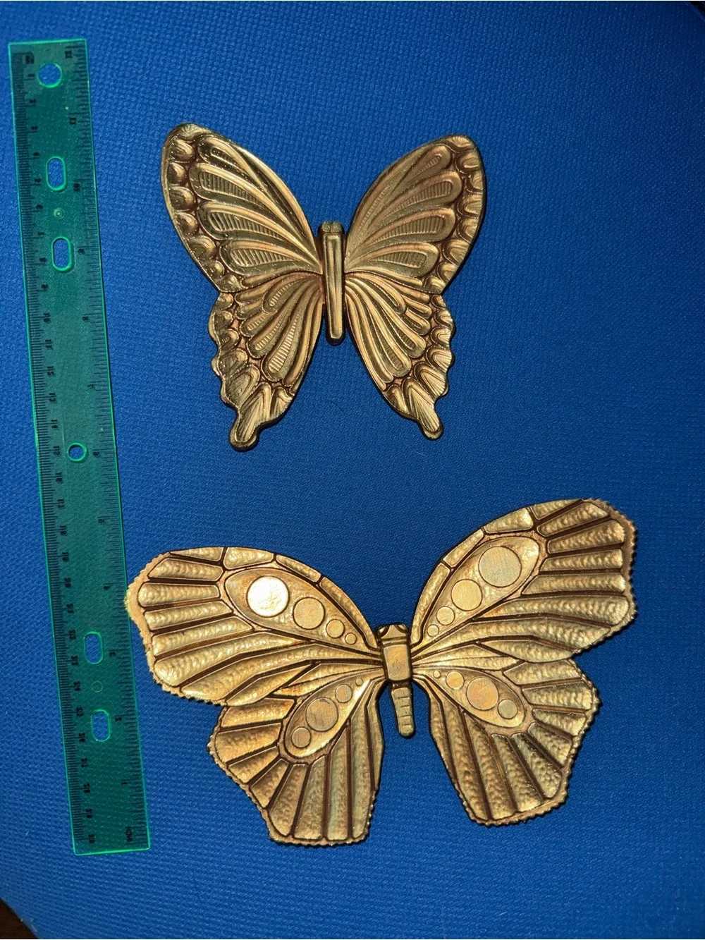 Vintage Gold tone Butterfly Wall Art Set - Decorative Metal Accent